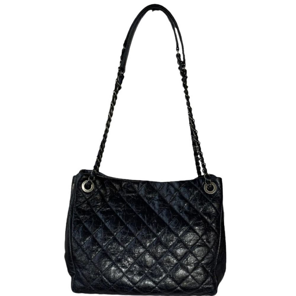 Chanel Accordion Large Quilted Crackled Handbag Blue - Picture 14 of 16